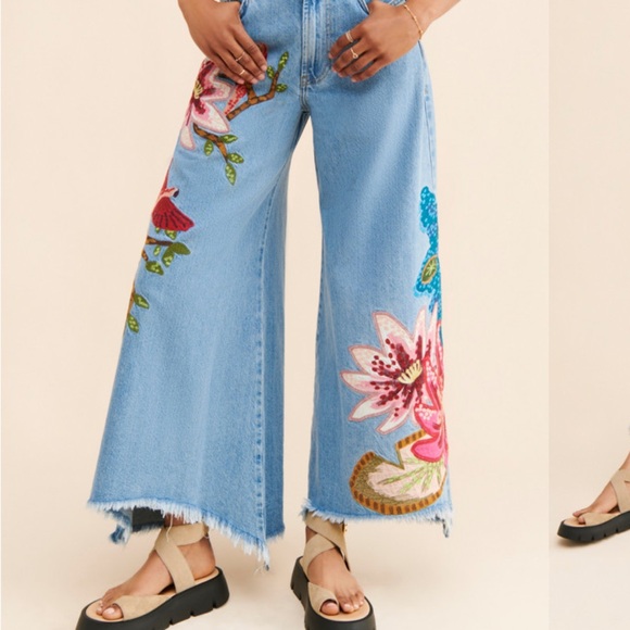 Farm Rio Embroidered Wide-Leg Jeans - Picture 3 of 9
